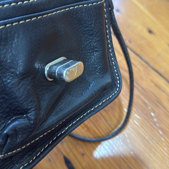 Fossil mini leather black crossbody bag purse with silver hardware - Picture 13 of 13